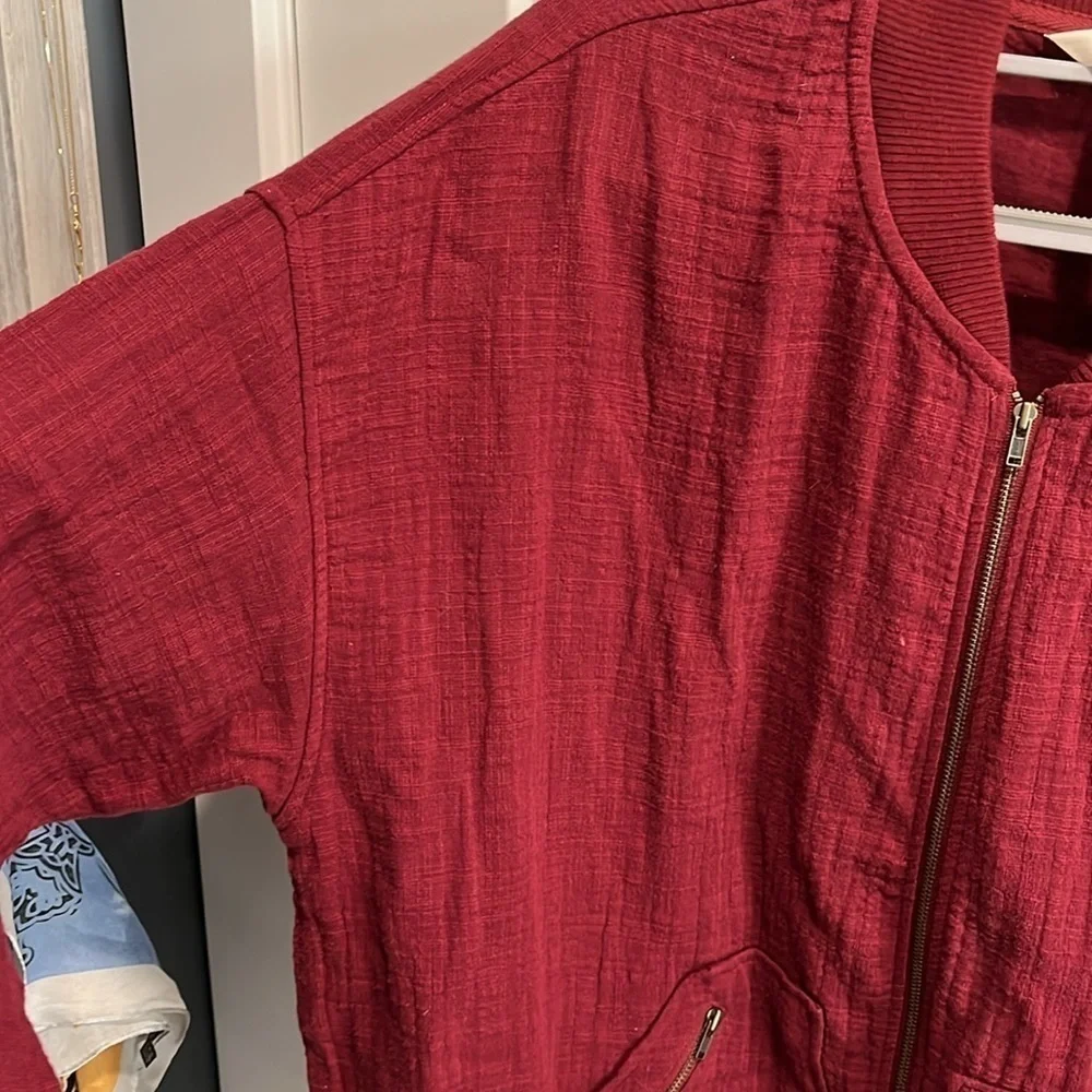 Matilda Jane Jacket Crimson Burgundy Lightweight Zipper Gauze NWOT